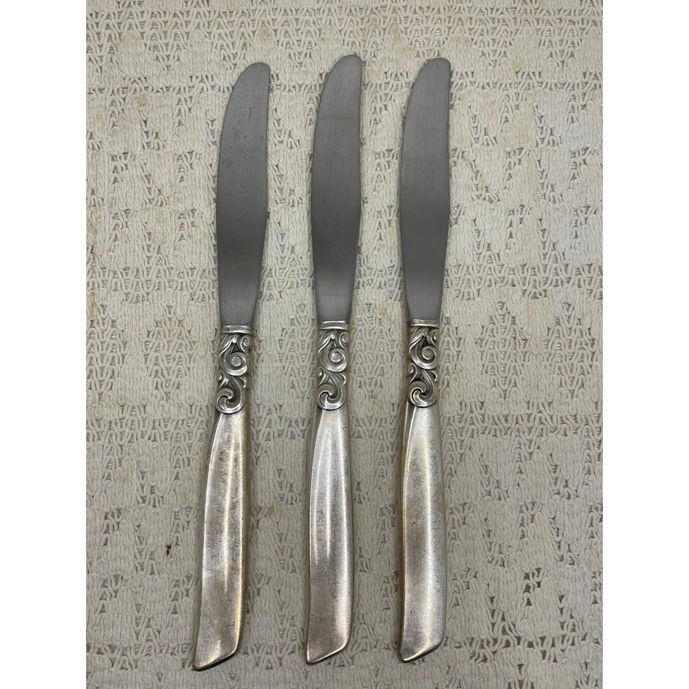 Oneida Community South Seas Silverplate Dinner Knives Set of 3 Vintage‎ Flatware